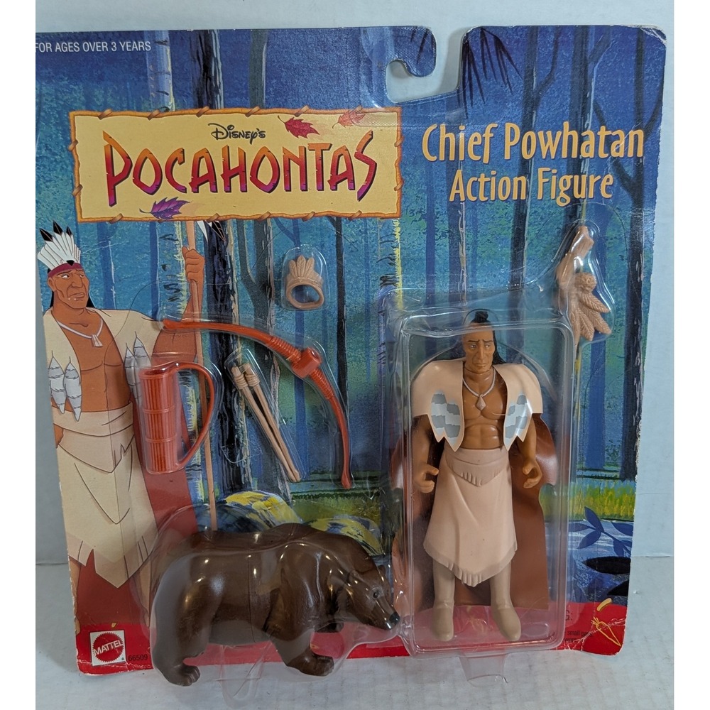 Disney Pocahontas Chief Powhatan Action Figure Mattel 1995 NEW Sealed Bear